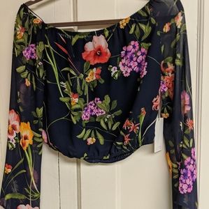NWT, ASTR, floral, sheer crop top
